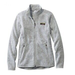 LL Bean Jacket Womens Large Petite Gray Fleece Zip Outdoors Windbreaker Hiking